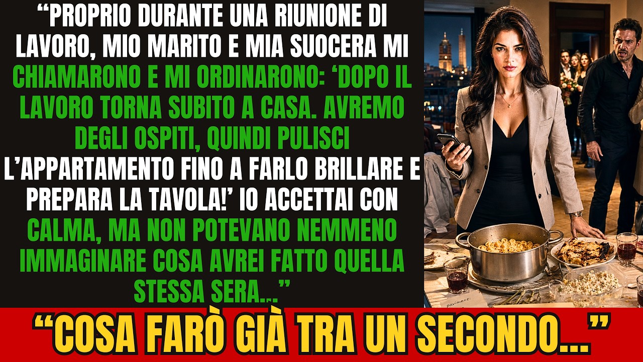 Mentre ero in una riunione di lavoro decisiva per la mia carriera, mio marito mi chiamò e non mi lasciò nemmeno parlare. «Dopo il lavoro fili subito a casa, mamma ha organizzato tutto. Devi pulire...