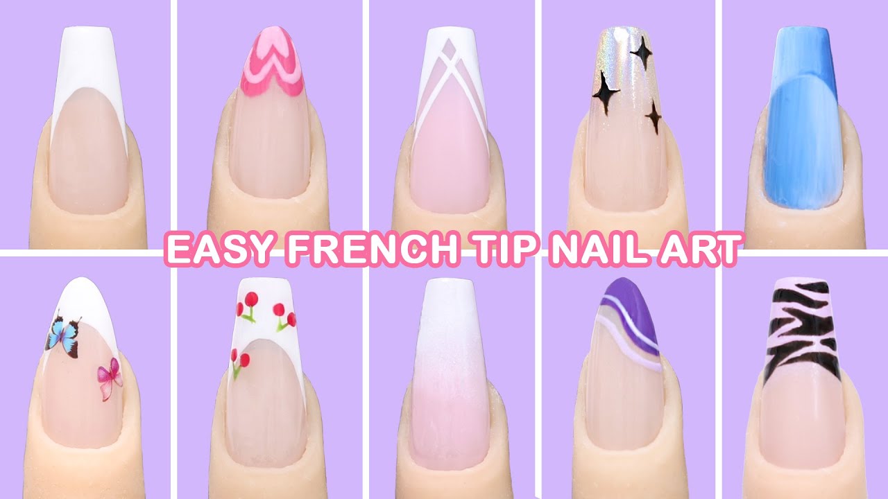 EASY ELEGANT Nail Design idea | Leaves Nail Art + French Manicure - YouTube