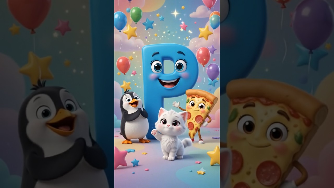 let's learn letter 'P' 🍕🐧 #learningalphabets #kidsvideo