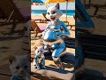 Shiny Beach Day With Mama Cat Kitten AnthroCats BeachDayVibes FurryFamily Cat Cute Funny