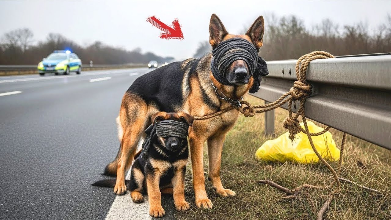 Porzucone na trasie: cudowny ratunek owczarki-mamy i jej szczeniaka