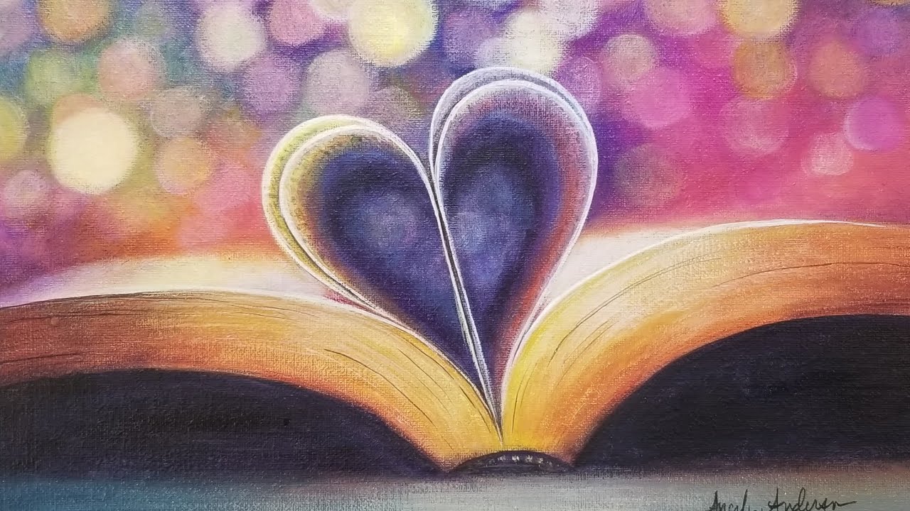 Book Lover Heart Acrylic Painting LIVE Tutorial 