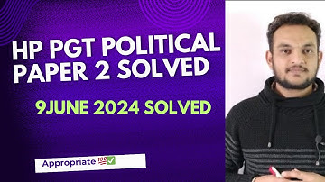HP PGT Political Science Paper 2 Answer key 2024 | Pgt political Answer key 2024