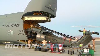 Loading HH60 Pavehawk Helicopters onto a C5 Galaxy Cargo Aircraft