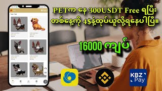 PEt ကနေ 300USDTကို Free ရပြီး တစ်နေ့ကို 4$ထုပ်ယူနည်း||Make Money Online Myanmar