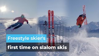 Freestyle Skiers First Time on Slalom Skis