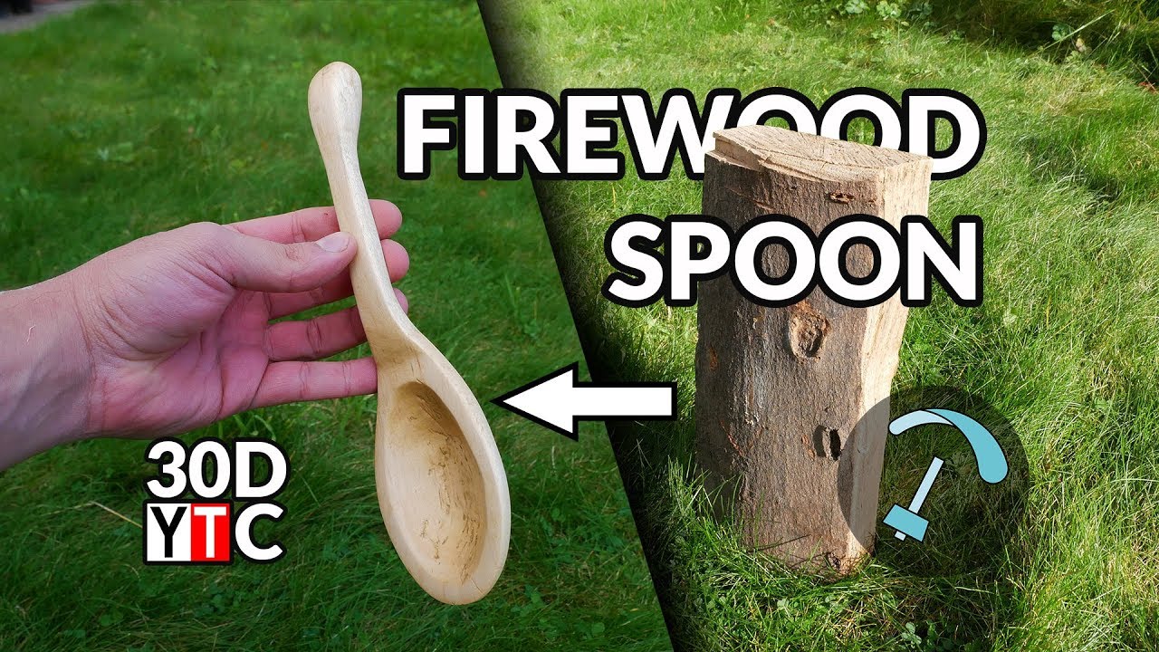 Carving a Spoon out of Firewood Day 17 - 30 Day Youtube Challenge - BANDARRA