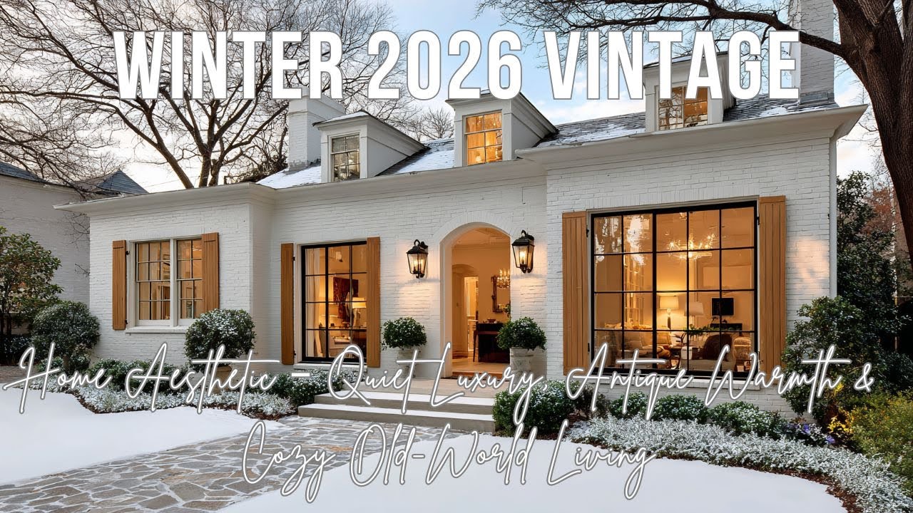 Зима 2026: Винтажная эстетика дома – спокойная роскошь, антикварное тепло и уютная жизнь в стиле ...