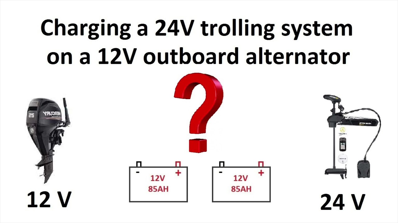Recharge 24v battery configuration with 12v outboard alternator, wiring