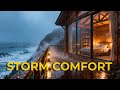 🔴 [Deepest Sleep] Heavy Coastal Rainstorm View from Cozy Cabin Bed for Total Stress Relief 🌊⛈️