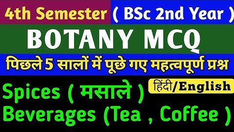 BSc 4th Semester Botany MCQ//MCQ on Spices//MCQ on Beverages//BSc 2nd Year 4th Semester BOTANY MCQ