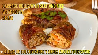 Rollos de Col con Carne y Arroz Envuelto de Speak-Cabbage Rolls with Beef and Rice Wrapped in Speak