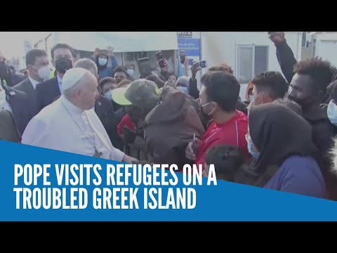 Pope visits refugees on a troubled Greek island