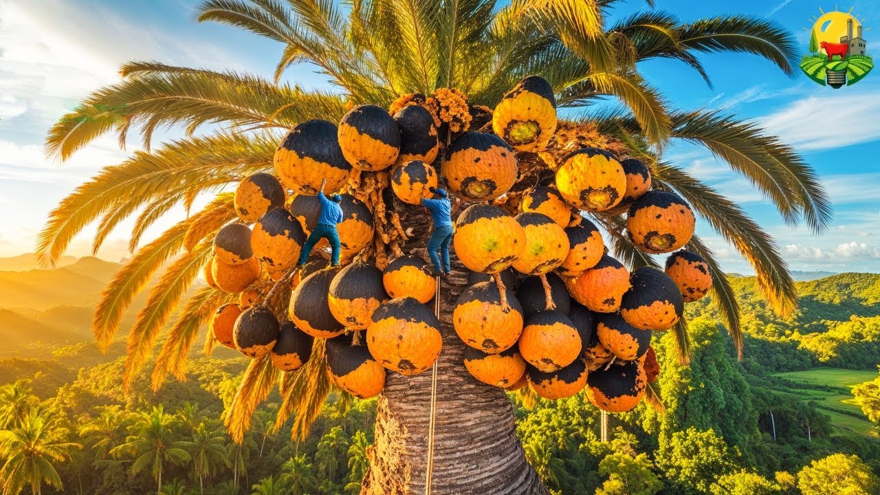 CÓMO los AGRICULTORES de INDIA ESCALAN PALMAS de PALMYRA para PRODUCIR JAGGERY y TODDY 🍯🍶