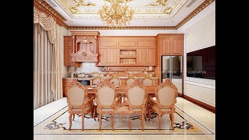 NỘI THẤT PHÒNG BẾP BIỆT THỰ TÂN CỔ ĐIỂN