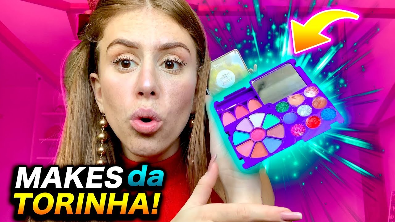 Me maquiei *SÓ* com as MAKES da minha SOBRINHA! 😱