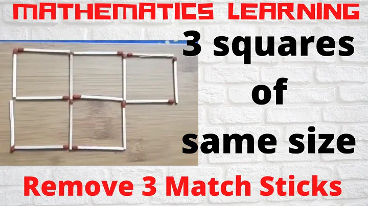 Match Stick Puzzle#5 | Remove 3 match sticks to get 3 squares of same size