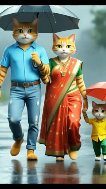 happy cat family 😍 #meowmeow #cat #baby #cute#cartoon #biral#billi#biral cartoon #funny #shortvideo