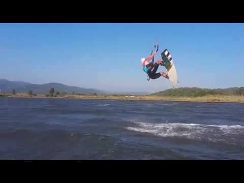 Girl Jitka back roll kiteboarding