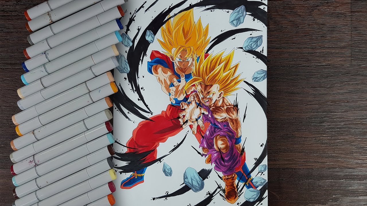 Artdroid 18 on Tumblr: Goku, colored pencil.