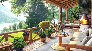 Relaxing Piano Jazz Music in Cozy House Porch Ambience | The Morning with Romantic Mountain Scenery