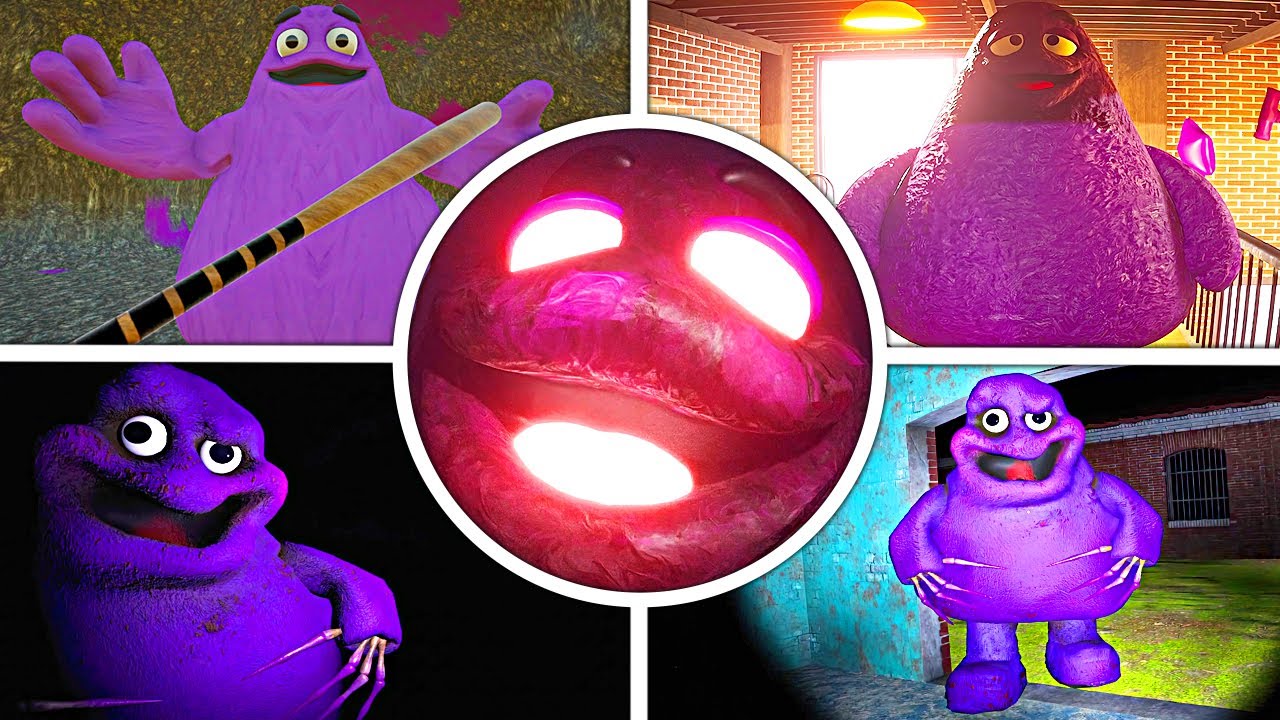 Grimace Shake Mcdonalds 🍔 All Jumpscares + Endins (Garten of