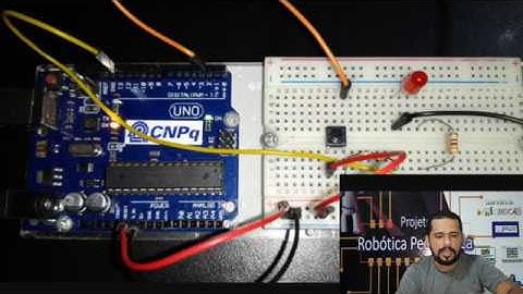 Circuito Ligando LED por meio de um botão usando Arduino e Ardublockly (programação em blocos)