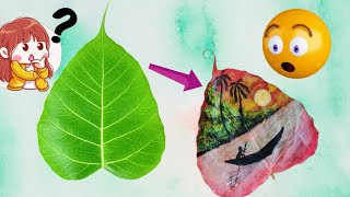 Nature's Palette: Art on Peepal Leaf