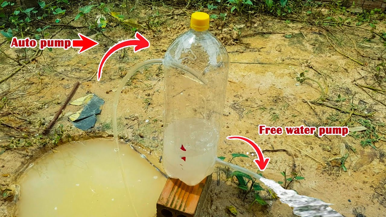 100 Working How to make a manual free water pump by using bottle
