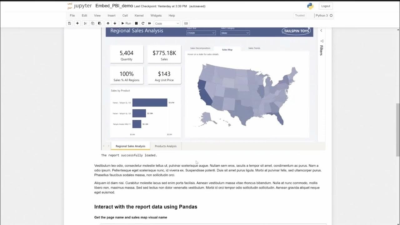 Embed and visualize with Power BI in Jupyter Notebooks - YouTube