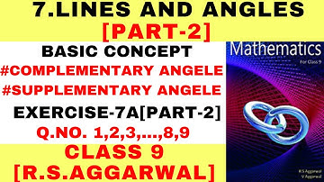R.S.AGGARWAL SOLUTION, CLASS 9, LINES AND ANGLES EXERCISE-7(A)[PART-2] | NCERT Solutions 2025