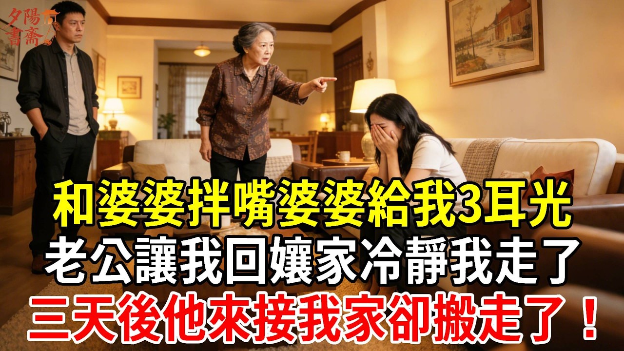 和婆婆拌嘴婆婆給我3耳光，老公讓我回孃家冷靜我走了，三天後他來接我家卻搬走了！#為人處世#經驗#情感故事#戀愛#情感#婚姻#人生感悟