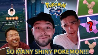 CATCHING 3 NEW SHINY POKEMON AND HITTING BEST FRIENDS WITH BRANDON TAN! (Pokemon GO)
