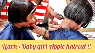 Baby girl apple haircut / baby haircut with new technique / explained in hindi / step by step!