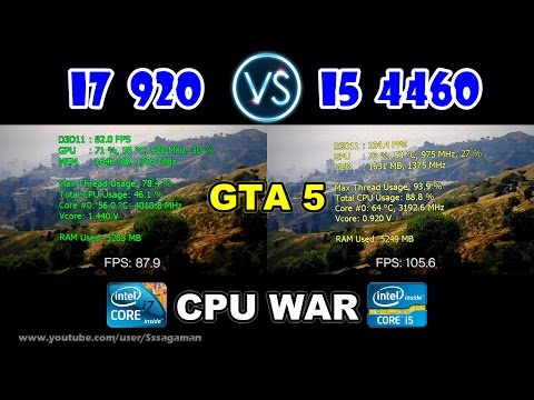 CPU WAR: GTA V/5 - i5 4460 vs i7 920 @ R9 380 | Split-screen comparison