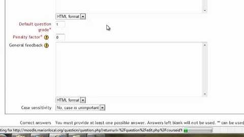 Moodle Quiz - Short Answer Question
