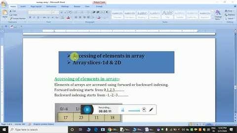 numpy array  part 3 accessing and slicing  in python by Monika, PGT(CS)
