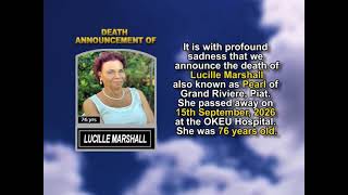 Lucille Marshall ~ Short Obituary