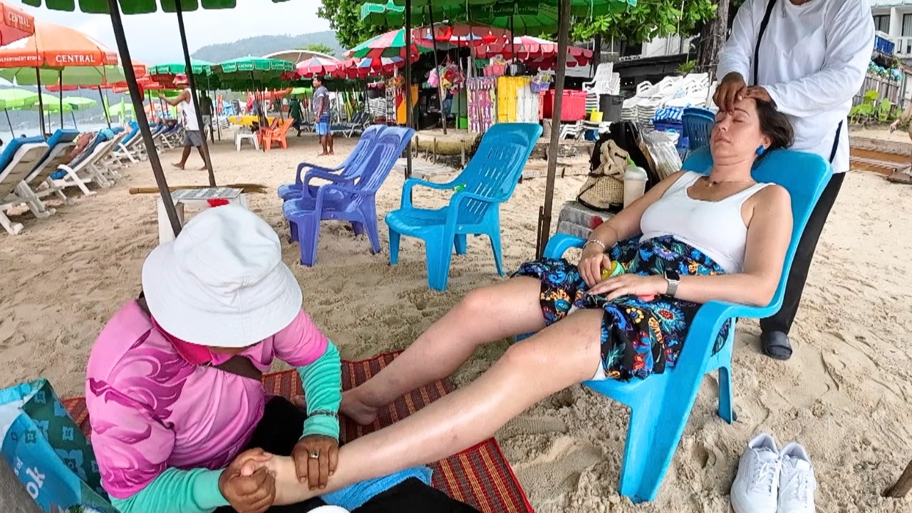 Необыкновенный МАССАЖ В ЧЕТЫРЕ РУКИ на пляже в Таиланде 😌