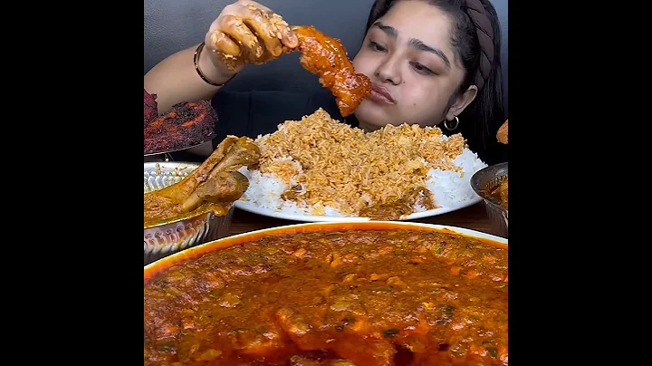 ASMR: EATING SPICY CHICKEN CURRY🔥 BASMATI RICE || #shorts #mukbangn#asmreating #mukbangasmr #asmr