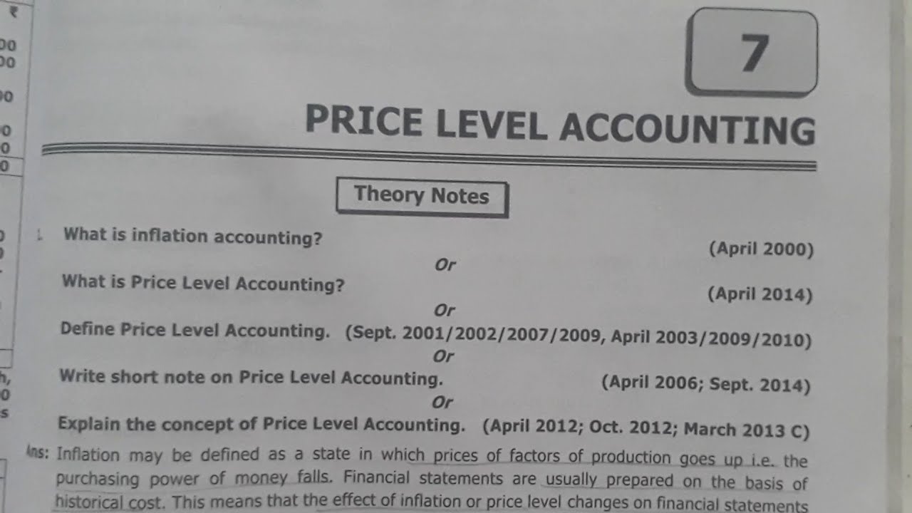 Price Level Accounting 5th semester full explanation in hindi