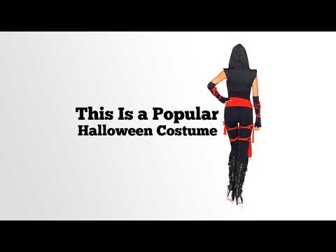 Leg Avenue Costumes 4Pc Deadly Ninja Catsuit Waist Sash Arm Warmers Mask Wraps