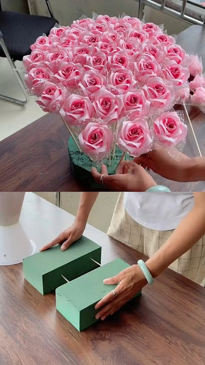 easy flower bouquet making tutorial #flowers #ribbonflowers #ribbon #bouquet #diy