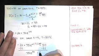 SP21 Quiz 3 Problem 3 - Applications of First Order ODEs - Coffee Problem (Newton's Law of Cooling)