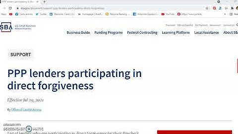 [Breaking News] SBA Lists Particpating Banks In PPP Loan Forgiveness Portal