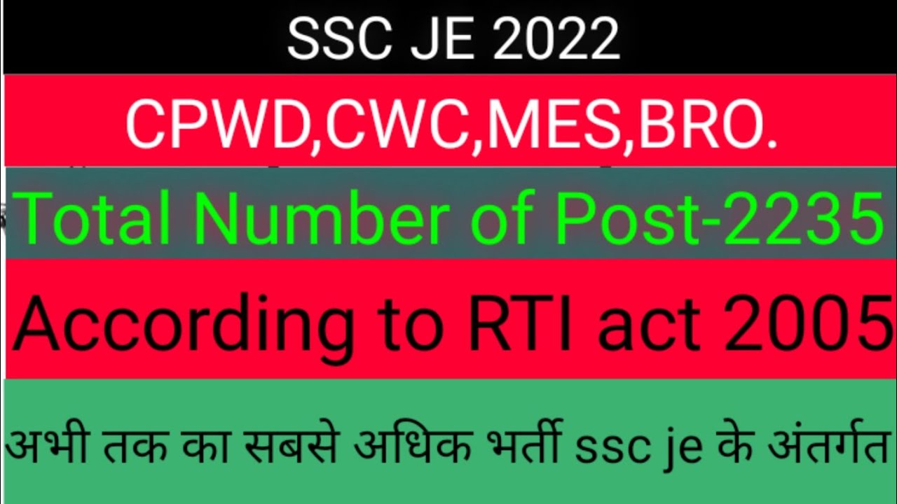 SSC JE total Vacancy 2022.            SSC JE total Vacancy 2022