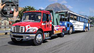 Let's Go To Work as Emergency Wrecker Tow Truck Driver in GTA 5 | Steering Wheel Gameplay