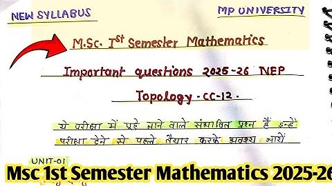 Topology important Questions Nep 2025-26 || Msc 1st Semester mathematics ||  All Mp University||