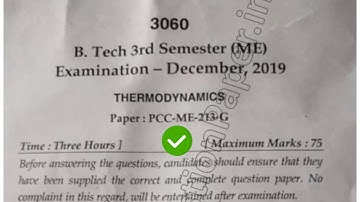 2019 Mdu BTech ME 3rd Sem Thermodyanamics Question Paper
