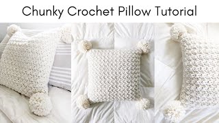 Easy Crochet Pillow Cover for Beginners That Uses Chunky Bulky-Weight Yarn screenshot 2